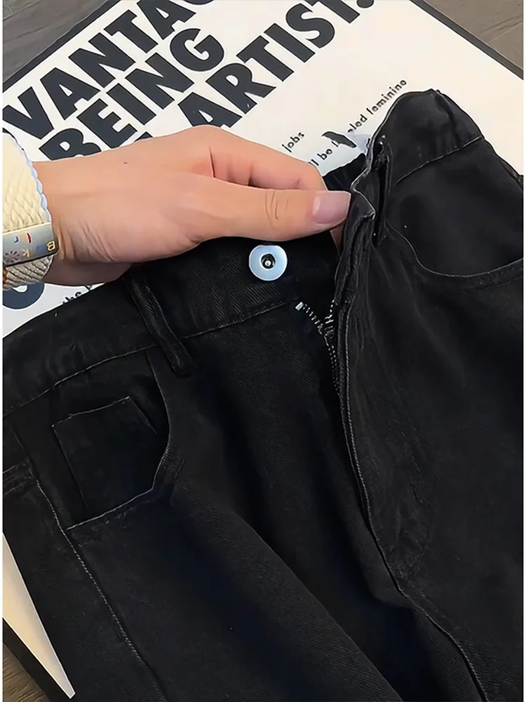 American Style Men's Jeans High Waist Straight Leg Torn Patchwork Micro Flared Summer Trendy Loose Slimming Long Legged Pants