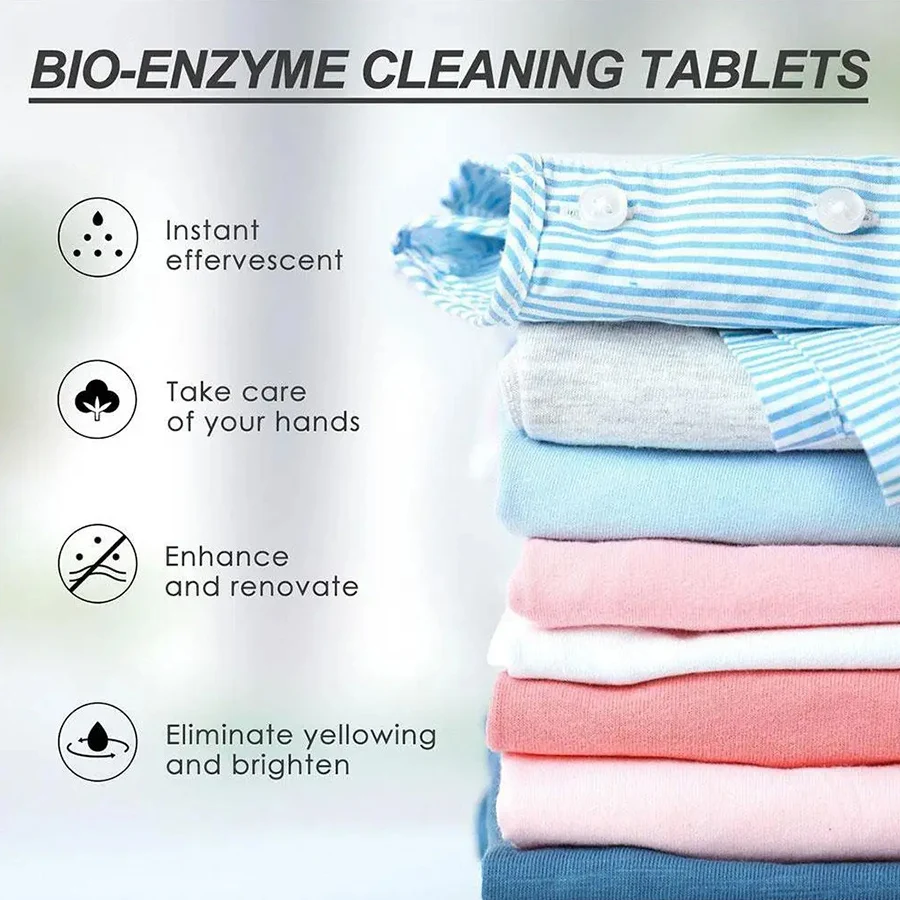 1-30pcs Universal Multi-functional Bio-Enzyme Kill Bacteria Cleaning Effervescent Tablets Clothes Kitchen ​Oil Stain Remover