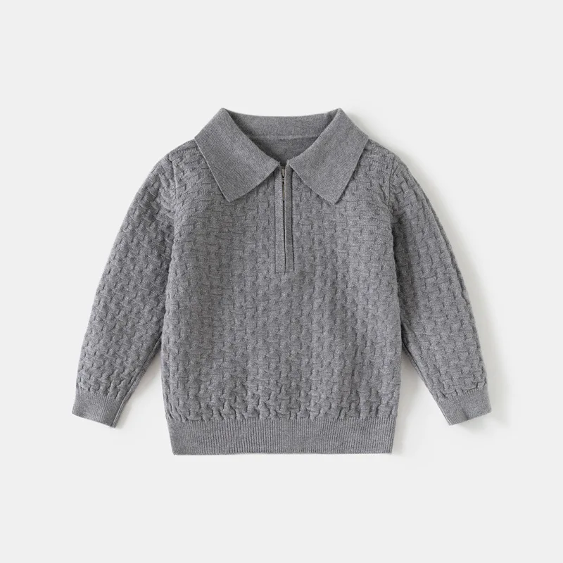UNITIM Autumn Winter Kid Boy Sweater Turn Down Collar Children Boys Pullovers Loose Knitted Long Sleeve Undershirts for Baby Boy