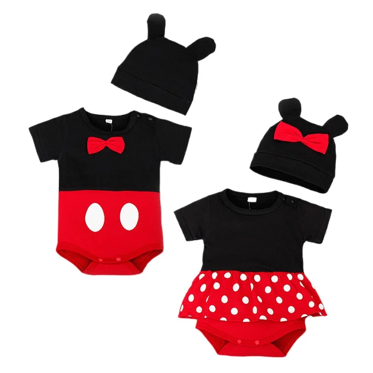 

Disney Mickey Mouse Baby Rompers Cartoon Three-dimensional Modeling Jumpsuit Triangle Climbing Suit Skirt Two-piece Suit