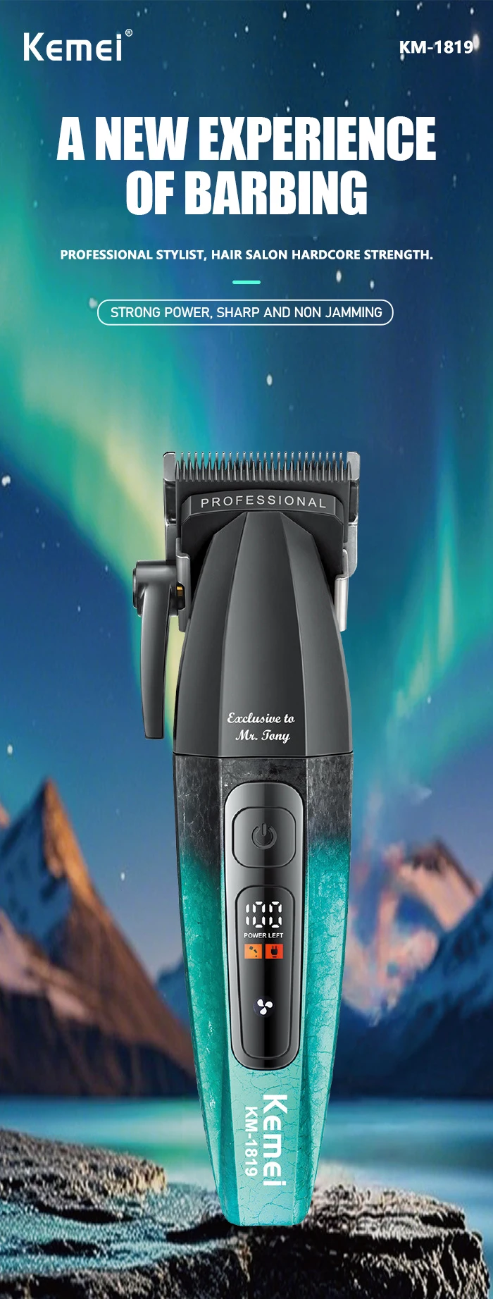 Kemei 1819 Elektrischer Haarschneider für Männer Professionelle Wiederaufladbare Kabellose Haarschneidemaschine Hochwertiger Haartrimmer für Friseure – Detail 1