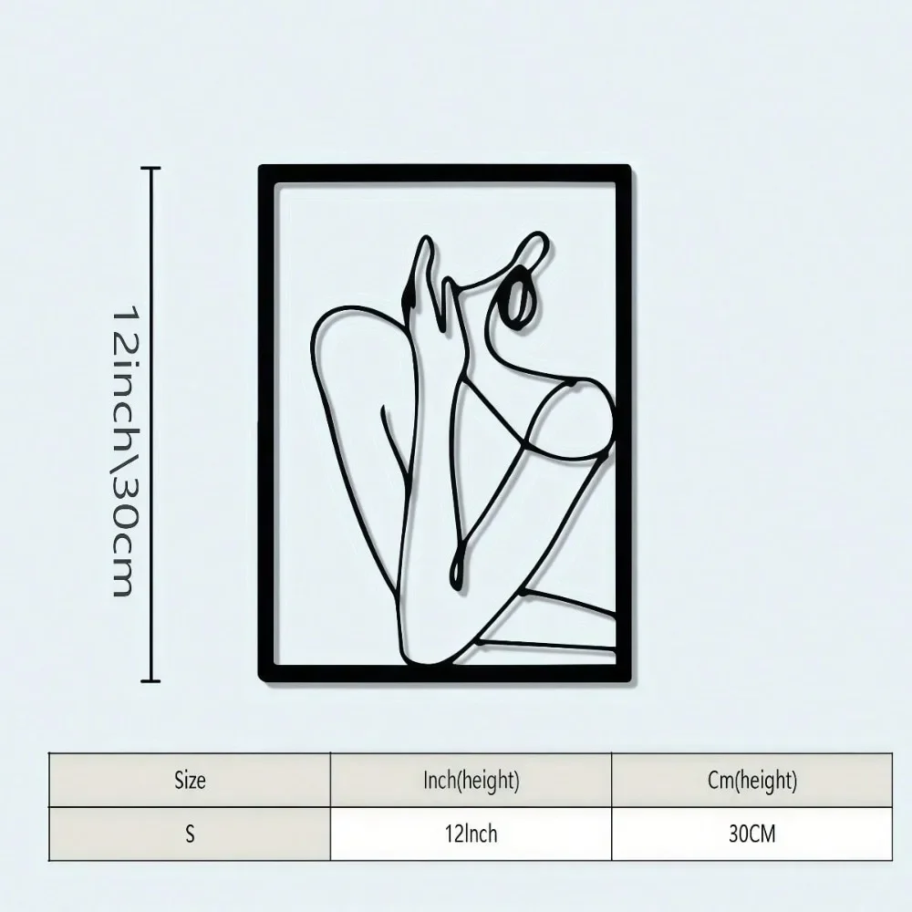 CIFBUY Iron Wall Art Woman Line Art Minimalist Waterproof Sculpture For Home Living Room Bedroom Bathroom Hanging Decor Gift