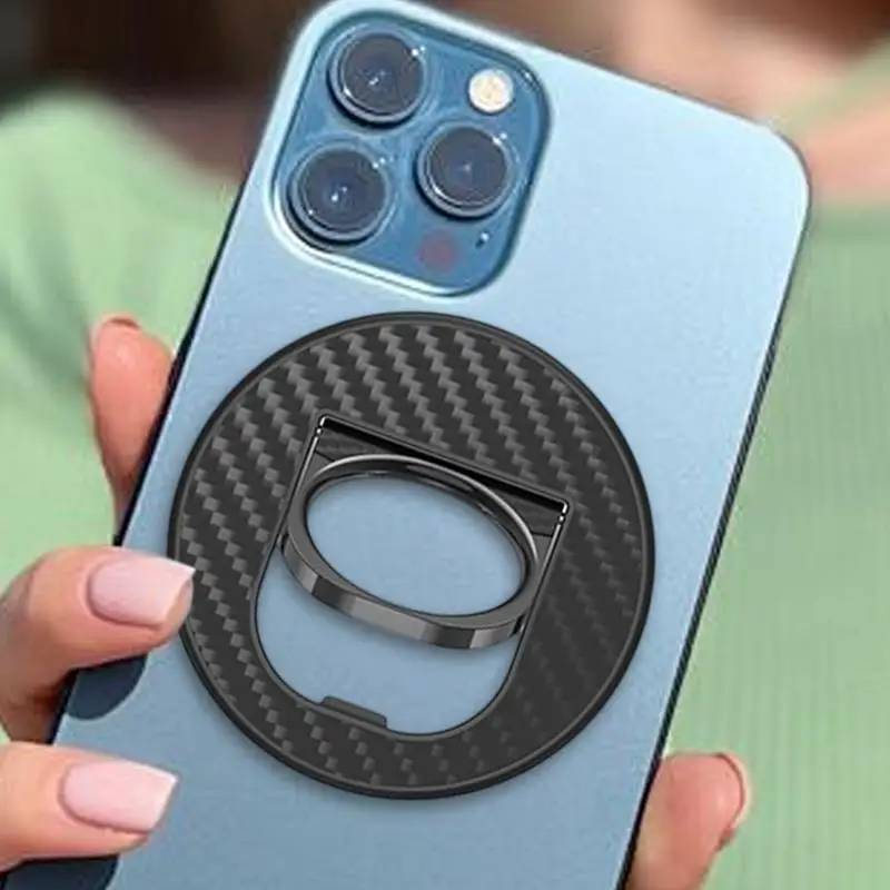 

Magnetic Ring Phone Holder Carbon Fiber Cell Phone Grip 360 Degree Rotation Cellphone Bracket For IPhone 16 15 14 Pro Max Etc