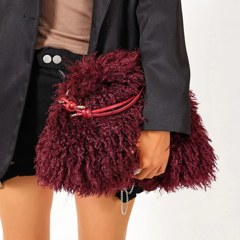 Fluffy Plush Dumpling Bags for Women Handbag Pouch Winter Faux Fur Bag New Fashion Soft Warm Shoulder Crossbody Bag Clutch Purse