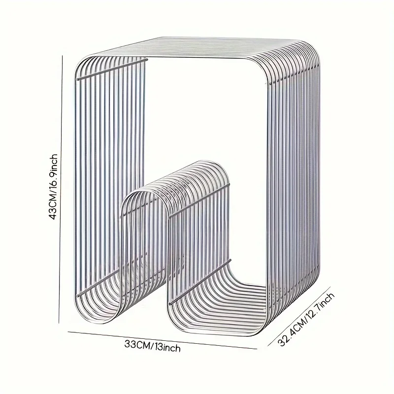 Vintage Style Creative Iron Side Table, Metal Magazine and Newspaper Rack, Storage Shelf, Sofa Side Table, Small Tea Table image 3