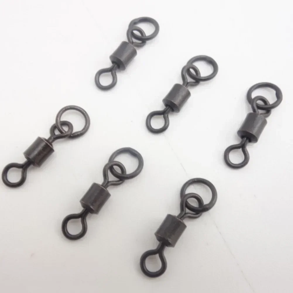 

10/20/50/100 шт. Поворотный размер 8 # Гибкое кольцо для ловли карпа, вертлюги, рыболовные инструменты, сплав меди, черный с гибким кольцом