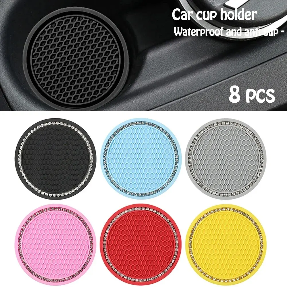 8Pcs Black Car Auto Cup Holder Anti Slip Insert Coasters Pads Interior Accessories Universal Fits Perfectly For Most Cups image 4