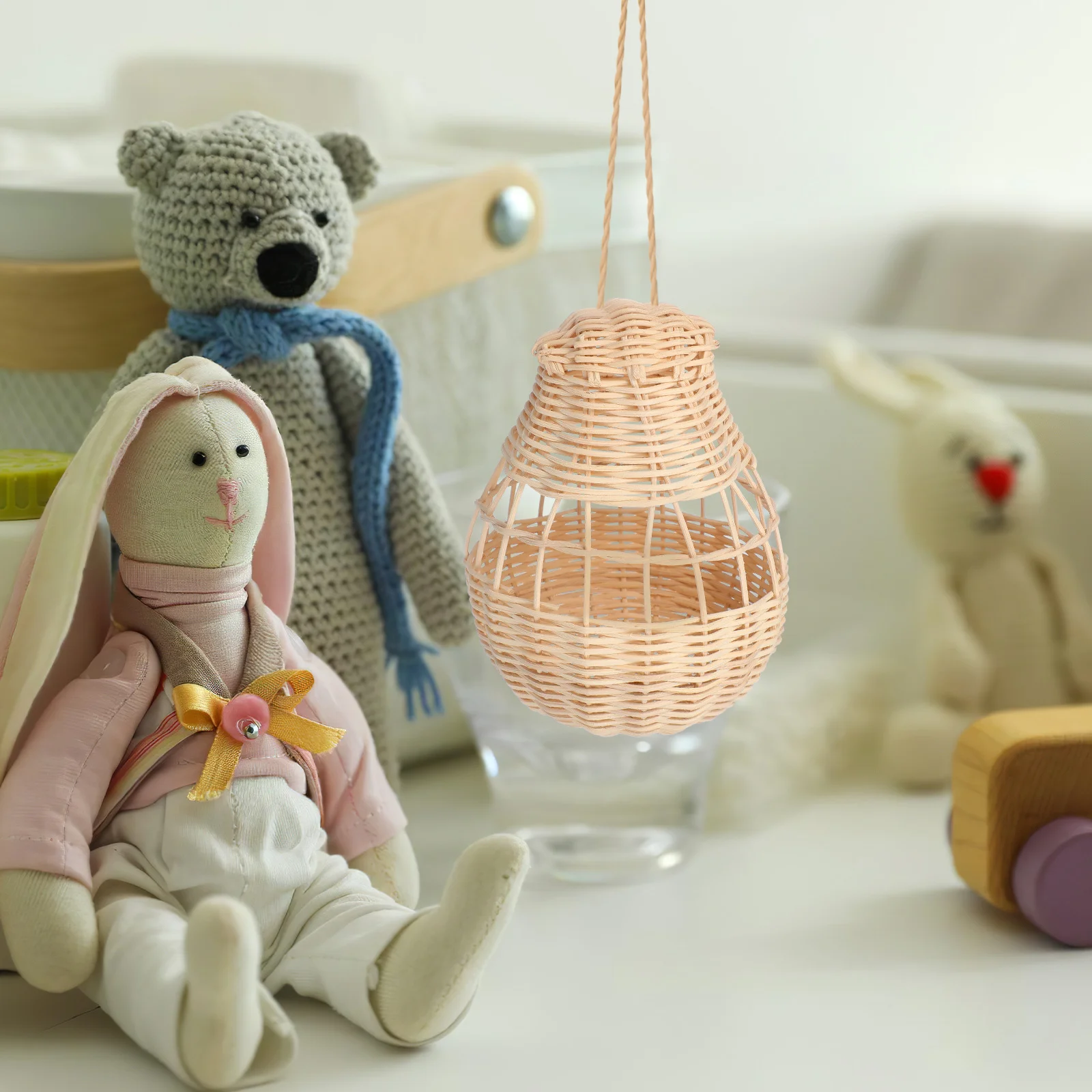 

Hot Air Balloon Decor: 6.29X4.72X4.72In Handmade Rattan Hanging Ornament For Nursery Kids Room Dorm Party Baby Shower