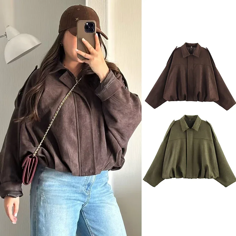 

Women's clothing 2025 early spring new fashion suede pilot jacket jacket top
