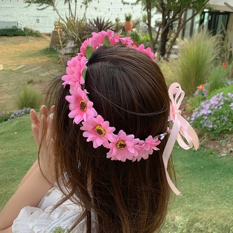 

Realistic Headband Bohemian Headpiece Tiaras Flower Hairband Women Wedding Party Accessories