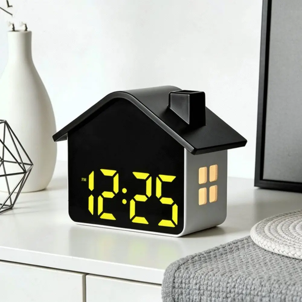 Cute House Shaped Desk Alarm Clock LED Night Light Digital Time Display For Children Bedside Home Decor Accessories
