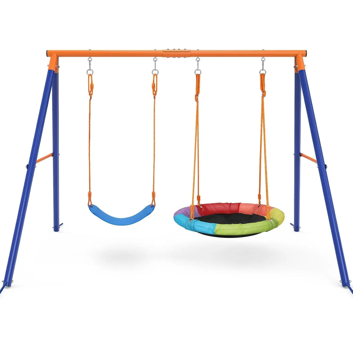 

Swing Set for Backyard with Stand - Heavy Duty 440lbs Metal A-Frame Outdoor Playset with 32" Saucer Swing & 26.2", Customized