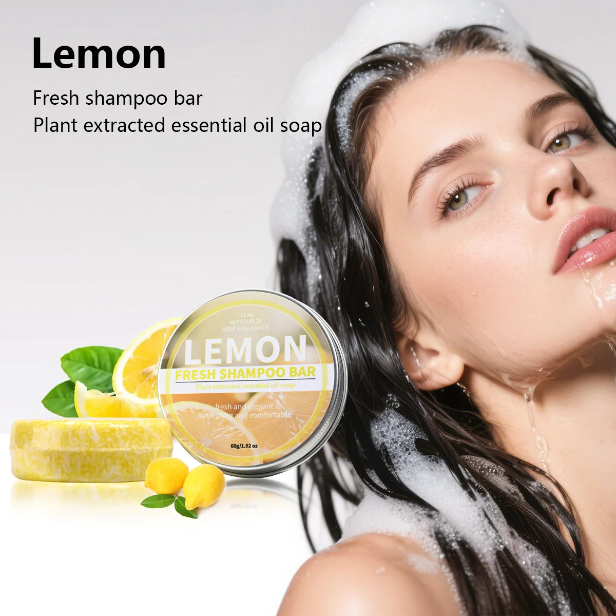Lemon Essential Oil Shampoo Bar, Fresh Fruit Lemon Essence Hair Care Soap, Deep Cleaning Natural Oil Soap