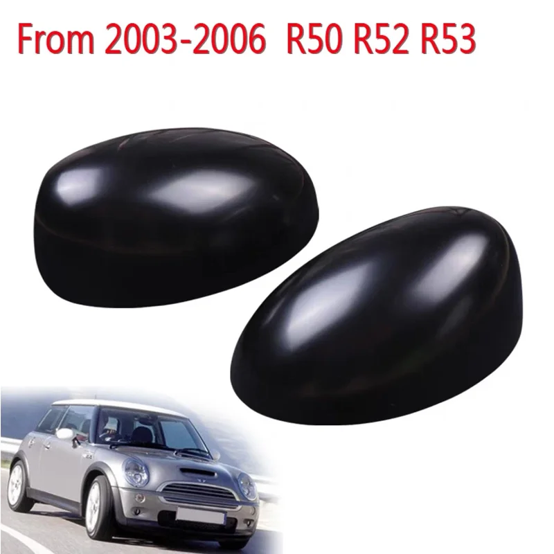 Matt Black Side View Mirror Cover Caps For MINI Cooper R50 R52 R53 2002-2006