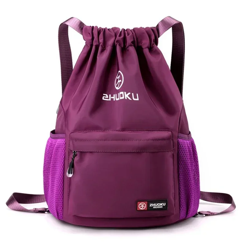 Oxford Zipper Drawstring 2024 Hot Backpack Fashionable Simple Classic Shoulder Women\'s Bag Basketball Train Fitness Student Bag