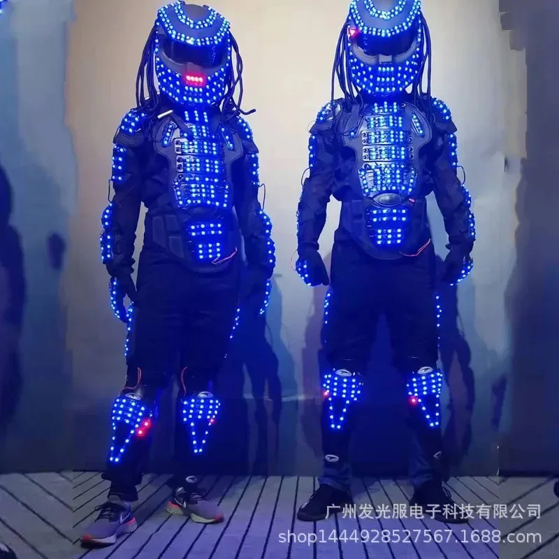 LED Robot Costume with Helmet Men Punk Light Up Party Wear DJ Nightclub Halloween Stage Performance 2026