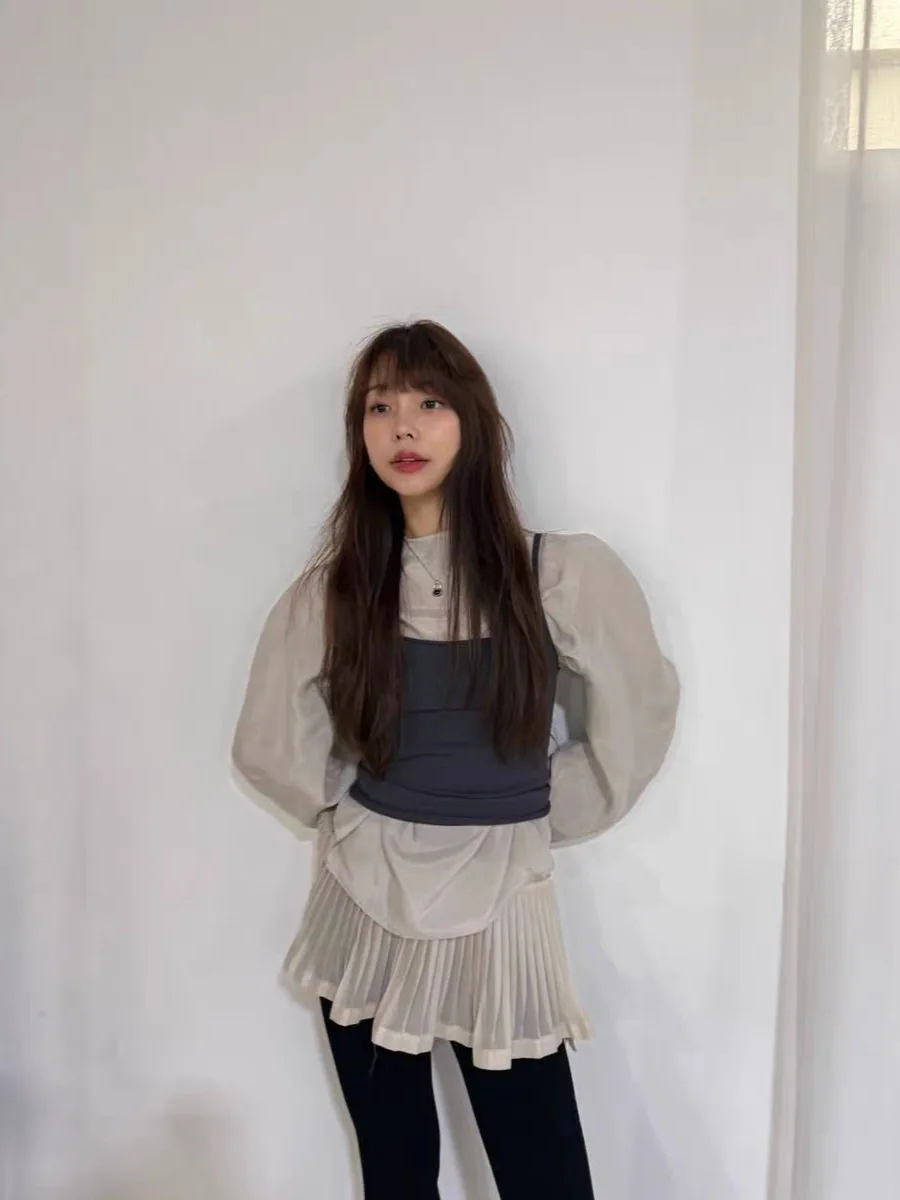 

Женская повседневная дышащая рубашка с длинным рукавом, простым круглым вырезом, вставками на плечах и 3D-рукавами на молнии