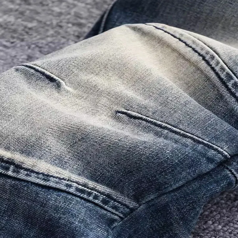Street Fashion Men Jeans High Quality Retro Blue Stretch Slim Fit Spliced Designer Biker Jeans Homme Hip Hop Denim Pants Men