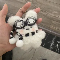 Cartoon Small Bear Keychain Plush Brown Bear Clothes Lovely Glasses Bear Doll Keychain for Bag Pendant Couple Keyrings Gifts
