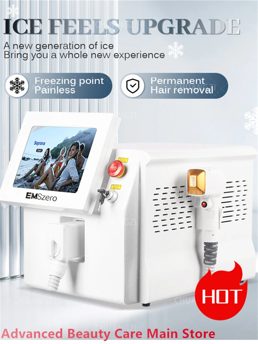 

New Diode Laser Hair Removal Device Ice Titanium Painless Permanent Whole Body 3500W 808nm Professional Hair Removal Machine