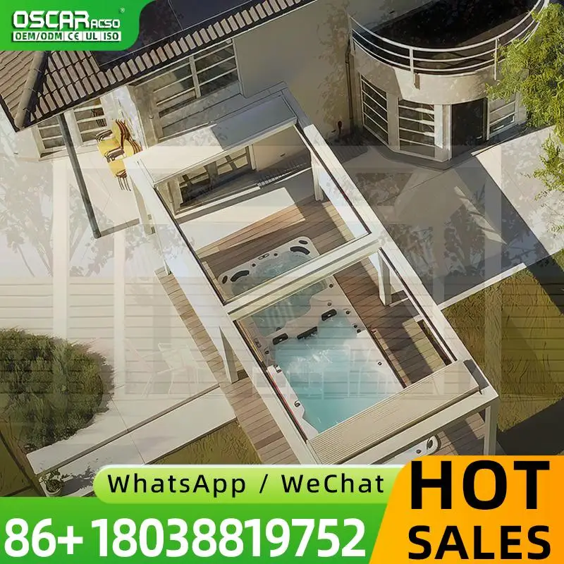12x12 Hardtop Outdoor Remote Controlled Easy Assembled Bioclimatic Retractable Aluminium Roof Pergola for Gardens Patios Backyar