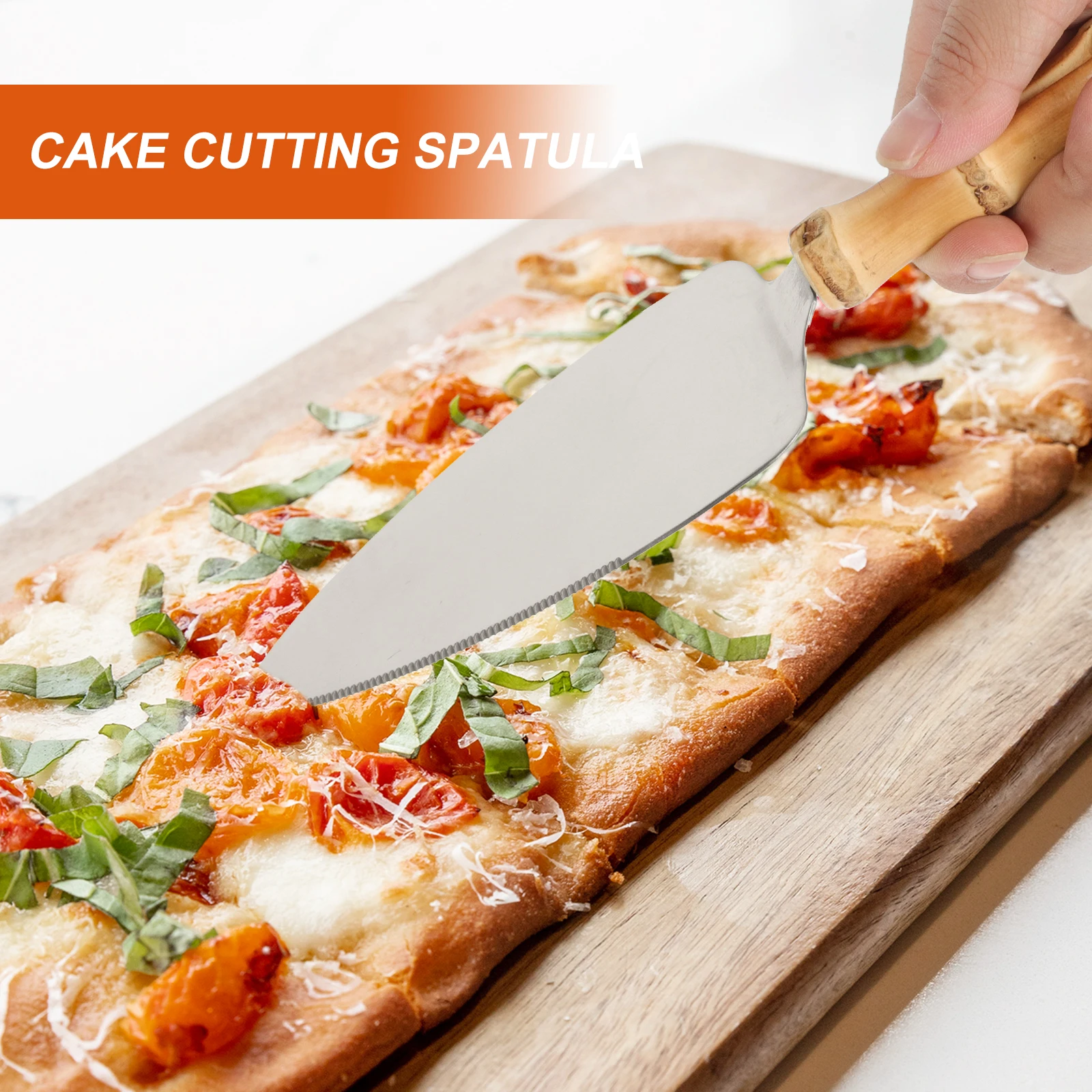 

Stainless Steel Cake Shovel Serrated Spatula Bamboo Joint Handle Non Ergonomic Kitchen Restaurant Hotel Use Frosting