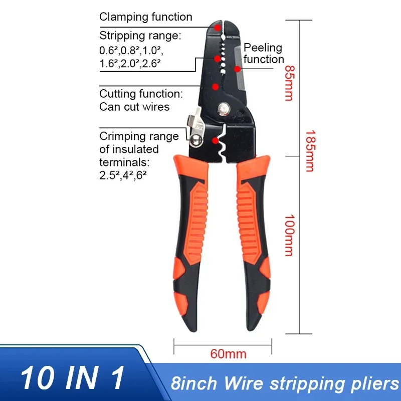 10 in 1 Multifunctional Wire Pliers Electrician Peeling Household Stripper Tools Stripper Puller Network Cable Wire image 6