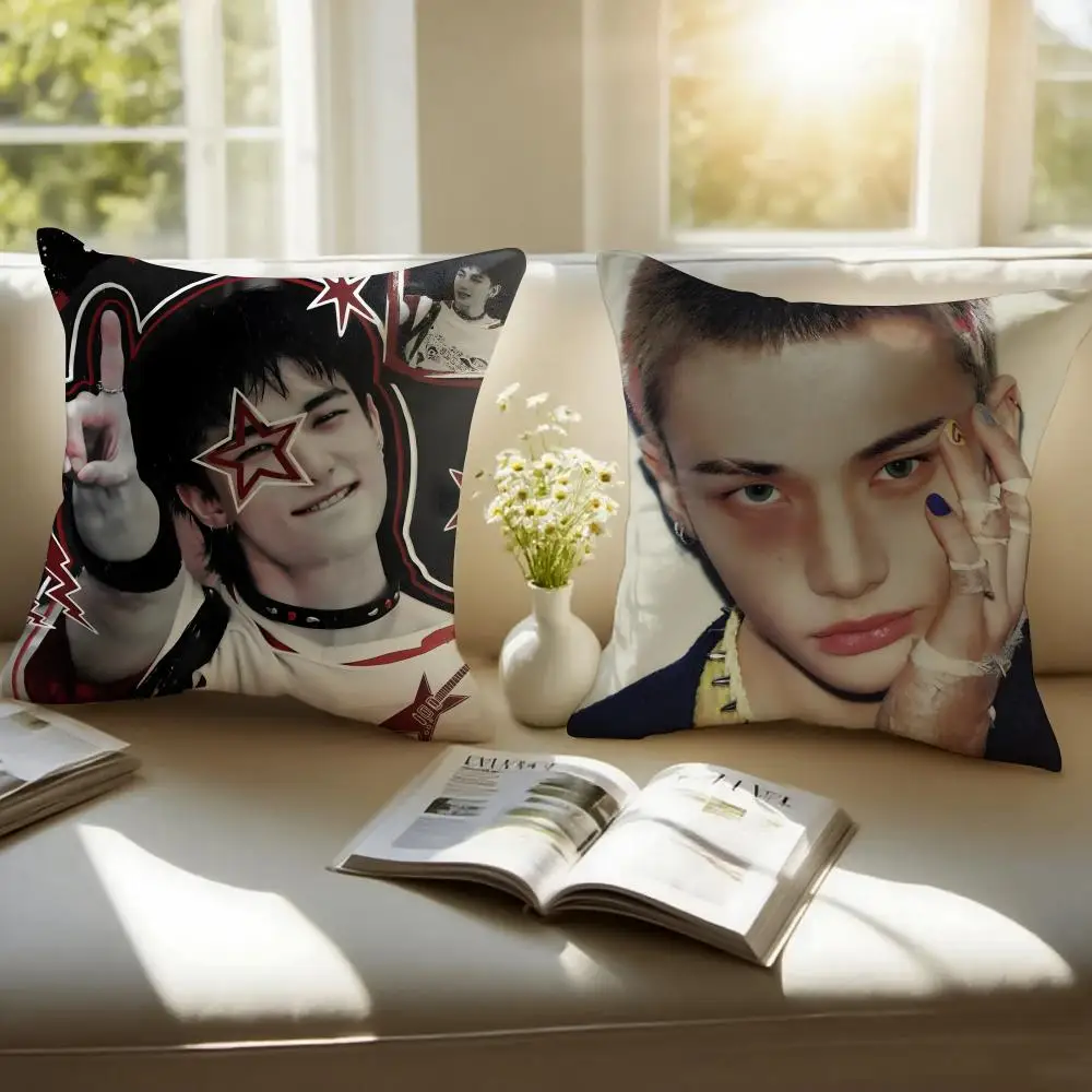 Handsome Kpop Idol H-Hwang Hyun-Jin Cushion Cover Pillowcase Anti-dustmite Invisible Zipper Short Plush Sofa Cushion