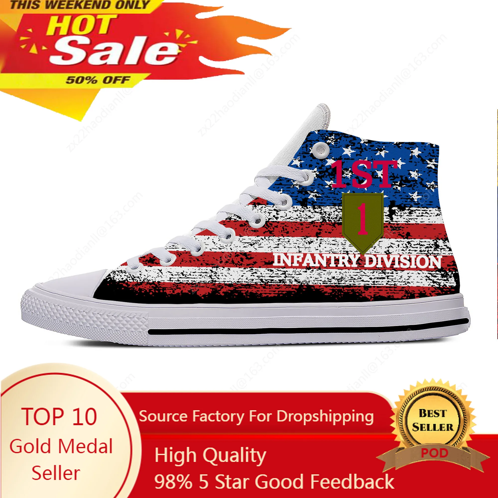 

1ST Infantry Division High Top Sneakers Mens Womens Teenager Casual Shoes Canvas Running Shoes 3D Print Lightweight shoe