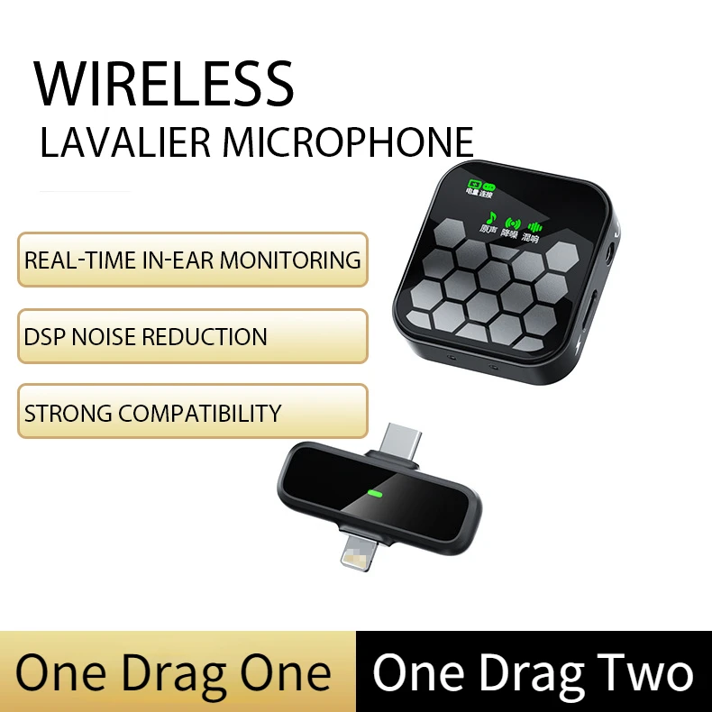 

2-in-1 Wireless Lavalier 2.4GHz Microphone Lightning / USB-C Mini Microphone for IPhone Android Laptop Camera Interview Vlog