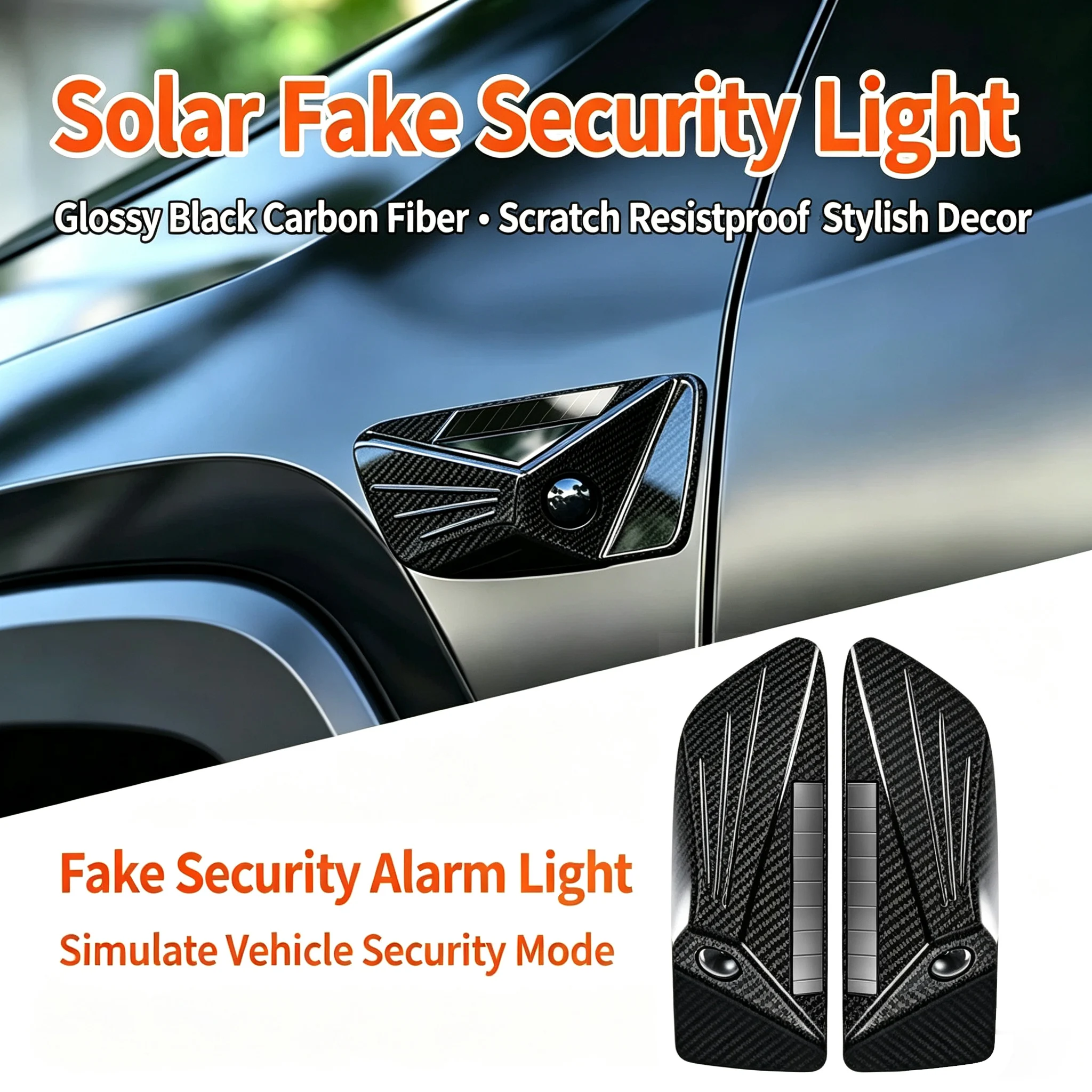 Automotive solar LED simulation sentinel mode light leaf panel monitoring anti-theft flash universal modification