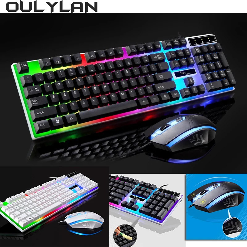 Imagem -02 - Wired Luminous Keyboard e Mouse Grupo Home Table Computer Backlight Usb Wired Mouse Teclados Novo G21