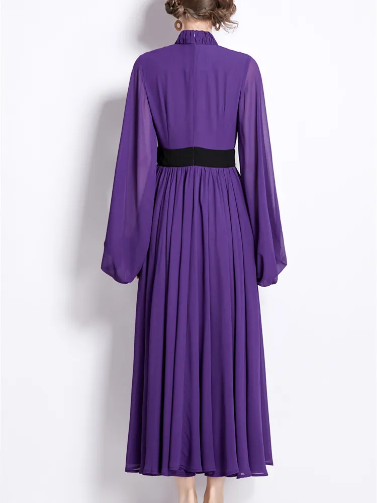 Autumn Purple Dresses Chiffon Long Wedding Guest Gowns Elegant A-LINE Dress Women Wedding Party Mujer Spring Vestidos