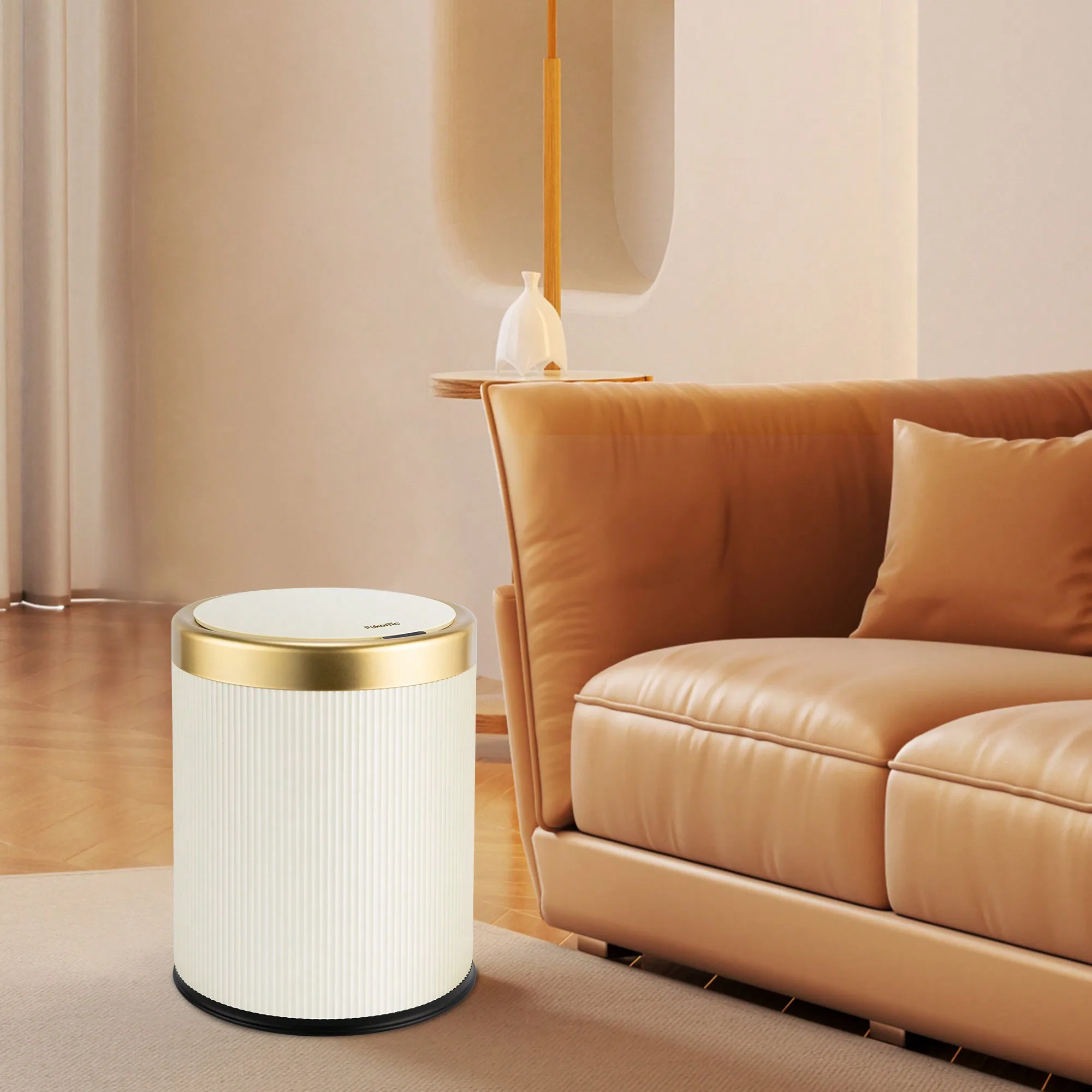 

Умное мусорное ведро с датчиком движения и крышкой, 3,5 галлона, бесконтактное, автоматическое, водонепроницаемое, для ванной комнаты, пластиковое