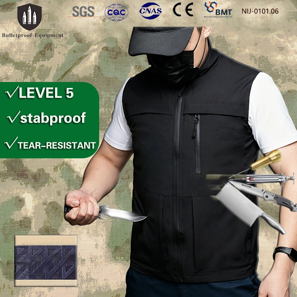 Lightweight Level 5 Hard Stabproof Vest Concealable for Men Anti-Stab & Slash Proof Protective Gear for Daily Self-Defens
