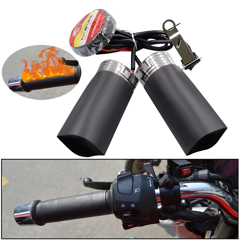 

Motorcycle Heated Handlebar Muffs with Independent Switch 12V Pet Metal Heating Film Warmer Kit for Moto Weather Protection