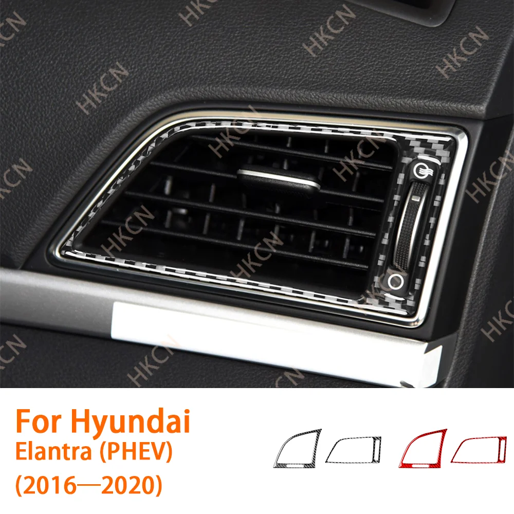 

HKCN Carbon Fiber Dashboard Side Air Vent Panel Car Interior Accessories Cover Trim Sticker For Hyundai Elantra (PHEV) 2016—2020