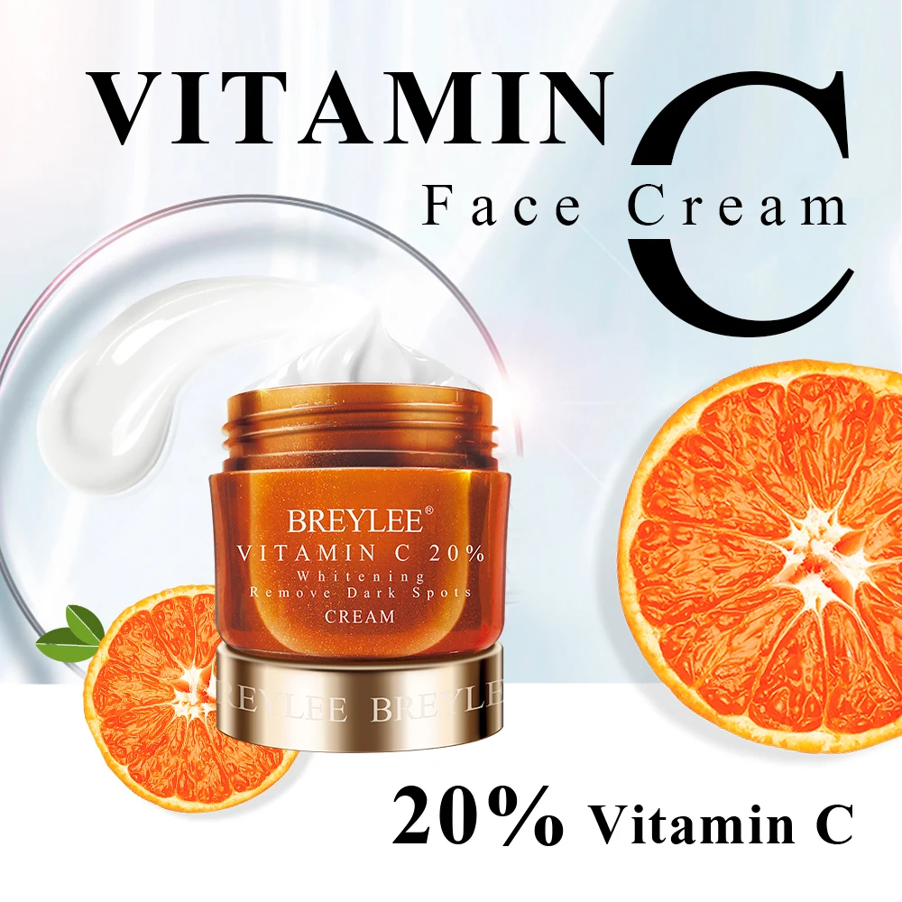 BREYLEE Vitamin C Whitening Facial Cream 20% VC Fade Freckles Remove Dark Spots Melanin Remover Skin Brightening Cream 5PCS