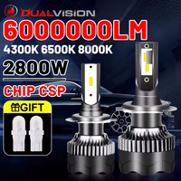 Dualvision H4 LED Headlight 2800W 3570 CSP LED H7 H1 H11 H8 9005 9006 HB3 HB4 H9 4300K 6500K 8000K 2PCS Fog Light Mini Diode 12V