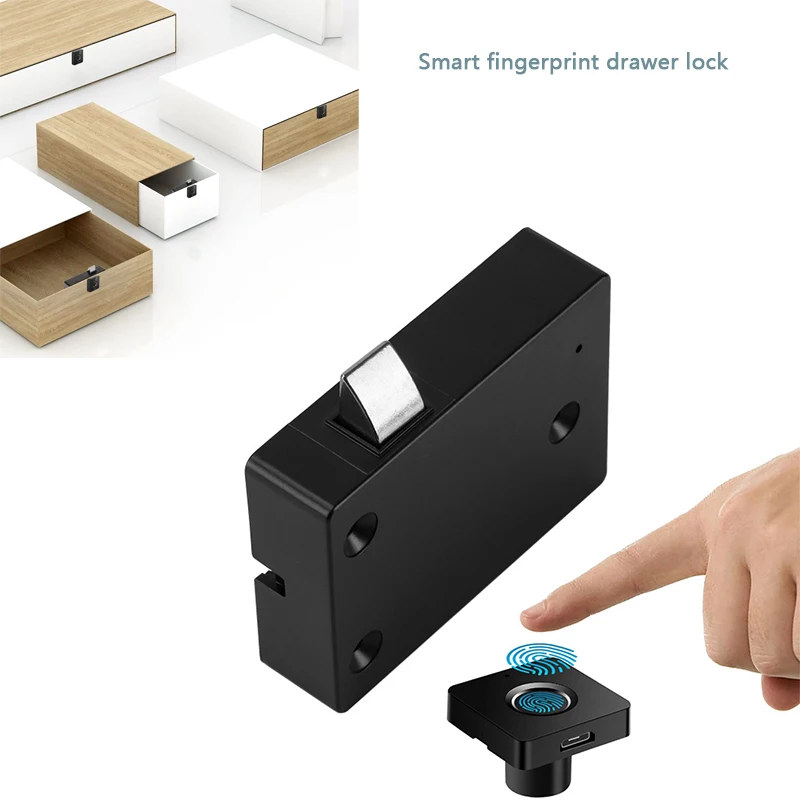 

Fingerprint Hidden Drawer Lock Smart Home Biometric identification Rechargeable for Wardrobe File Cabinet Furniture