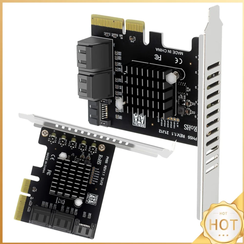 PCI-E To SATA Expansion Card Jmb585 Chip PCI-E SATA 3.0 Controller Card Supports Cascaded Trim for Windows/Linux/ OS