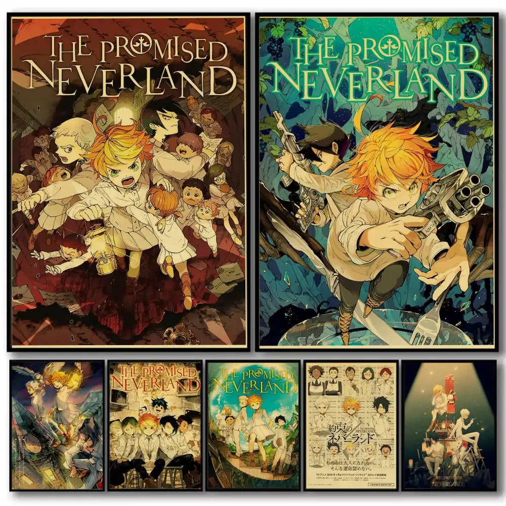 Anime P-Promised Neverlands  Painting Calligraphy High-Quality Cotton Canvas Poster Wall Art for Living Room Modern  House Decor