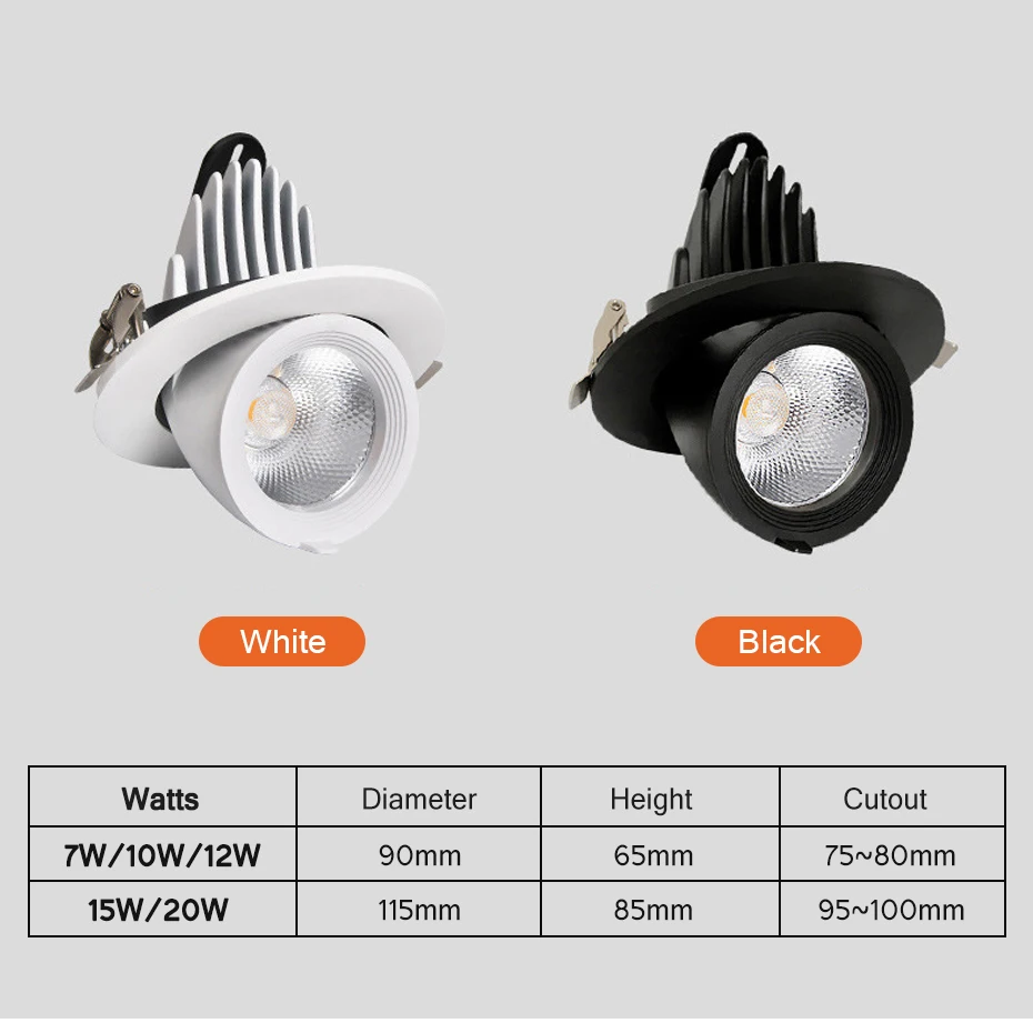 Oprawa wpuszczana Led 7W 12W 18W led lampa sufitowa 220V 110V możliwość przyciemniania oświetlenie punktowe Led do wnętrz lampa ledowa wpuszczana