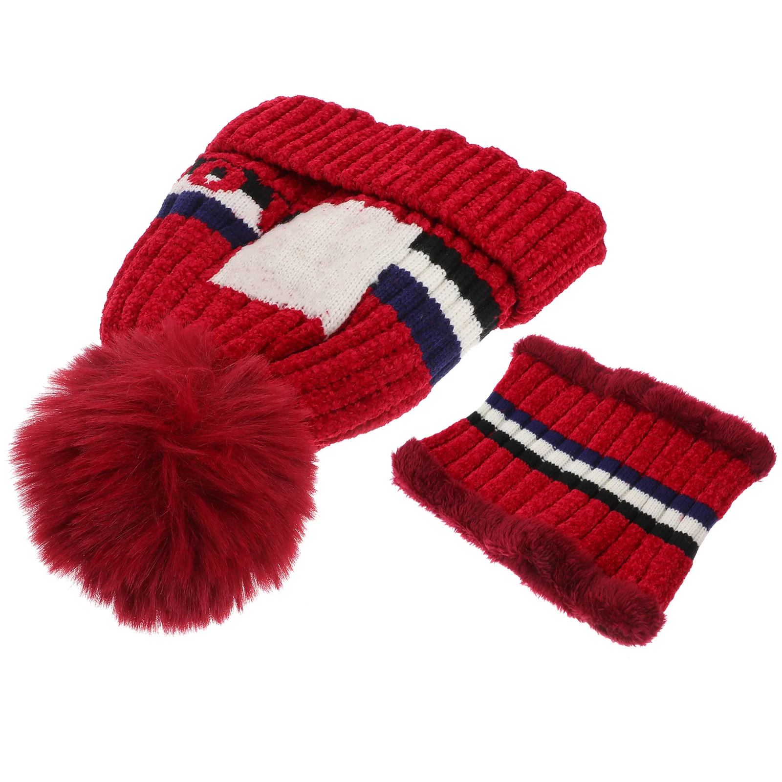 2 في 1 الشتاء وشاح محبوك قبعة أحمر داكن متعدد الوظائف الرقبة أدفأ المرأة الكروشيه قبعة لينة الدافئة قبعة متماسكة الطقس البارد