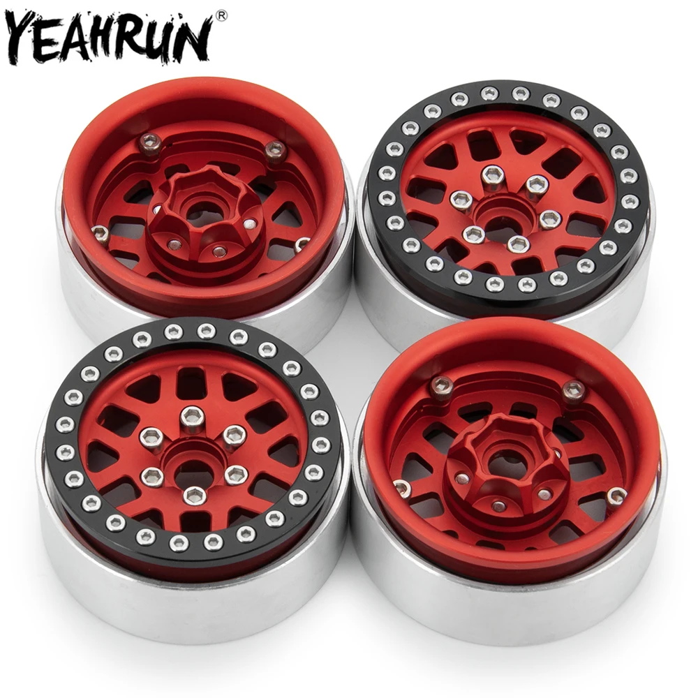 

YEAHRUN 4Pcs Aluminum 1.9'' Beadlock Wheel Hub Rim For 1/10 TRX4 Axial SCX10 90027 90046 D90 RR10 Wraith 90018 RC Crawler Car