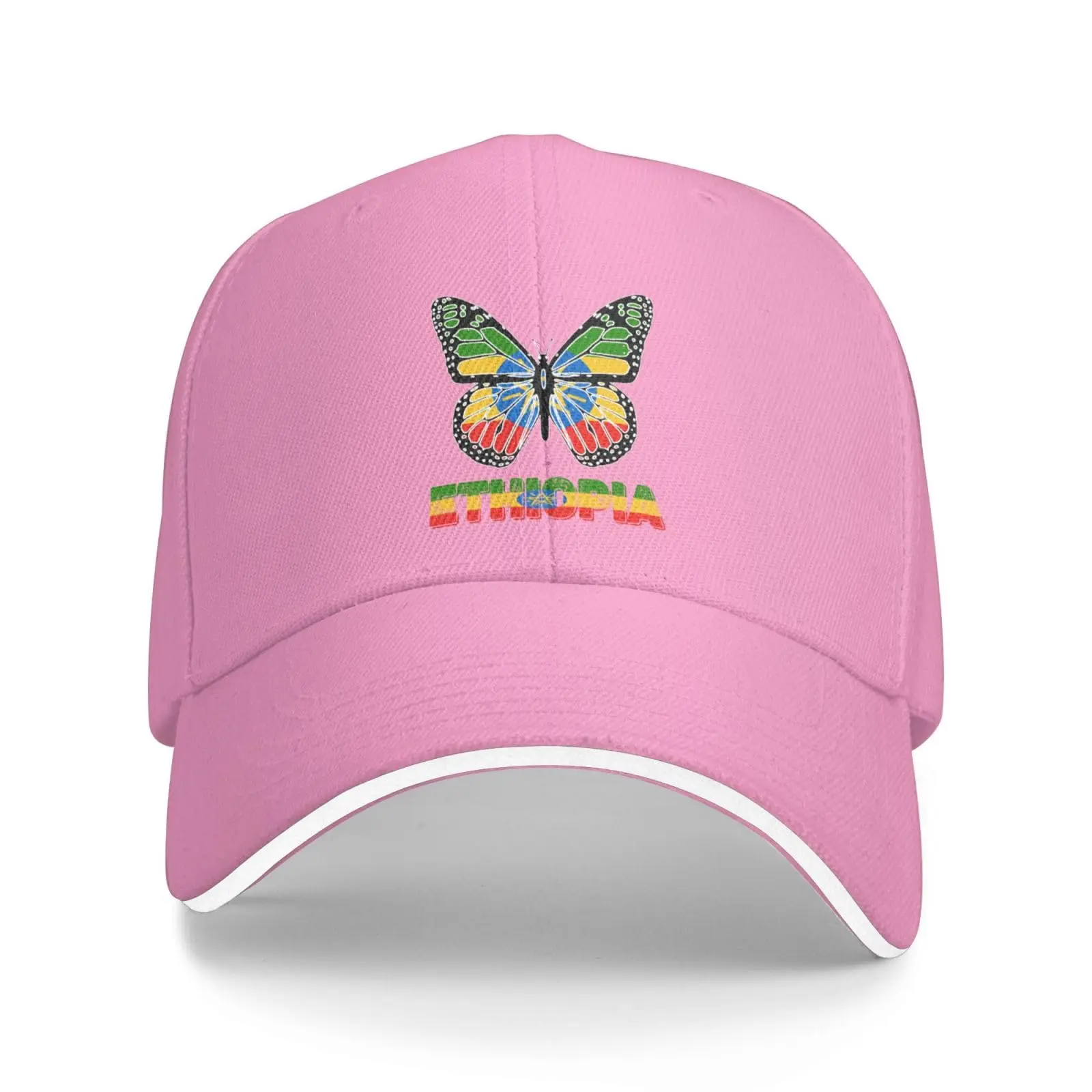 Vintage Ethiopia Ethiopian Butterfly Baseball Cap Classic Retro Snapback Dad Trucker Flat Bill Brim Hat for Men Women Unisex