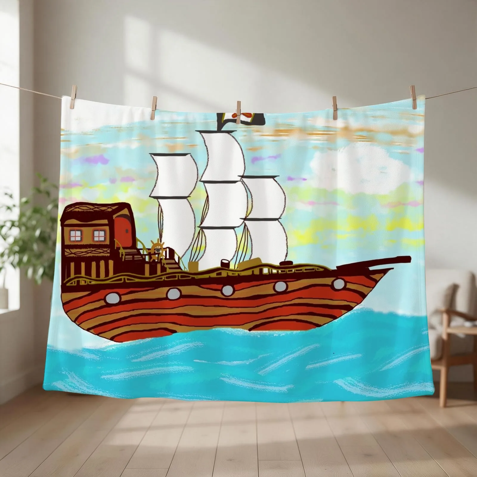 Pirate Ship Sailing the Ocean Throw Blanket Luxury Brand Flannels for sofa Large Blankets
