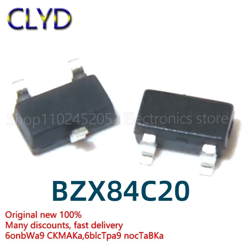 

100 шт./партия, новые и оригинальные ДИОДЫ стабилитра BZX84C20 20 в SMD SOT23, трафаретная печать Y7 (100 шт.)