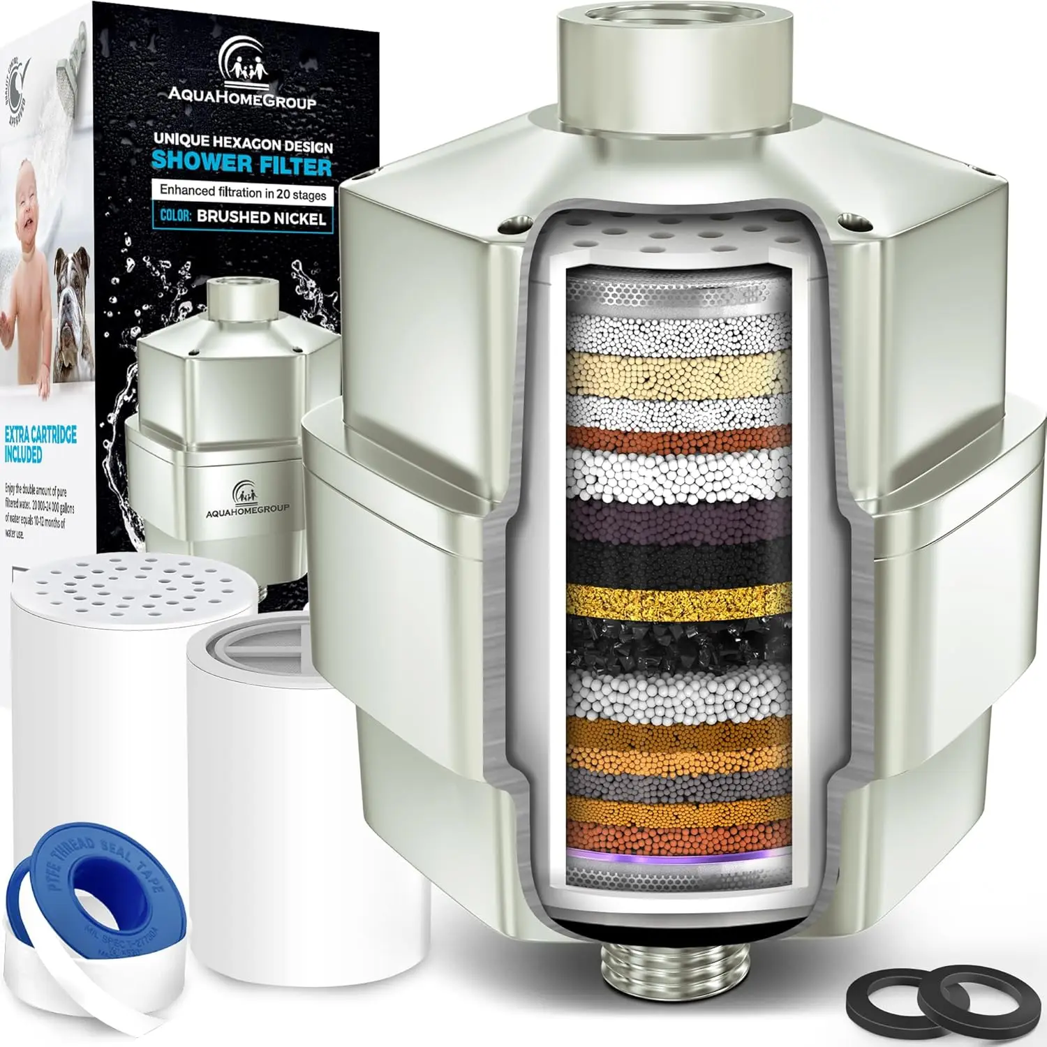 

20 Stage Shower Filter for Hard Water - High Output Shower Filters to Remove Toxic Chemicals