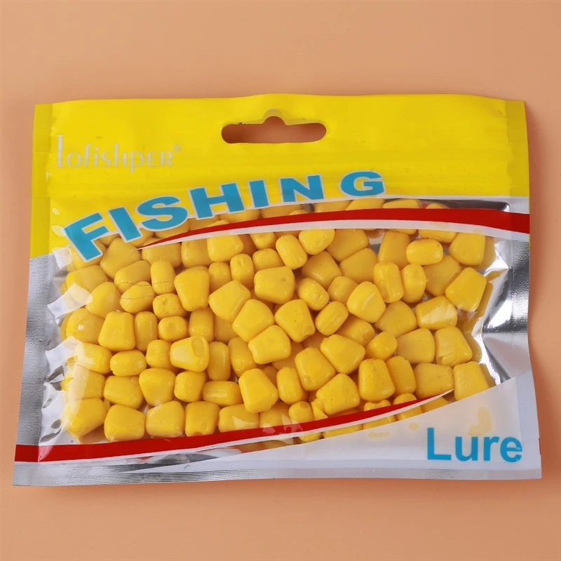 100 pcs Fake Soft Silicone Fishing Lure Floating Lures Grass Carp Baits Corn Kernels Jig The Smell Of Artificial Bait Tackle Set